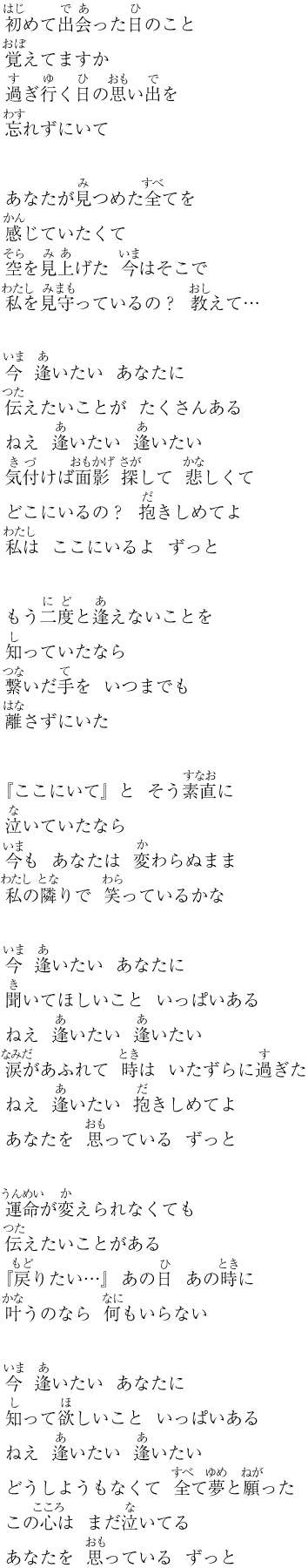 Aitakute Ima Lyrics in Kana